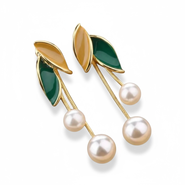 Smukke reringe med blade og hvide perler