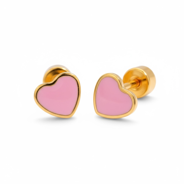 Sm reringe med lyserde hjerter - Forgyldt