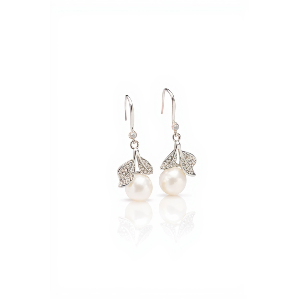 Slv reringe med flotte hvide perler og rhinsten