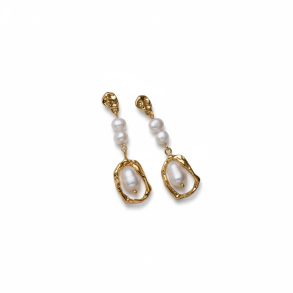 Hnge reringe med hvide perler 