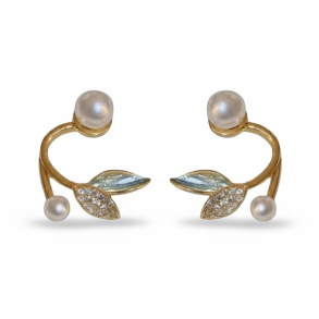 Blad formet reringe med bl blade og perler