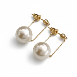 reringe med hngende perle - Forgyldt