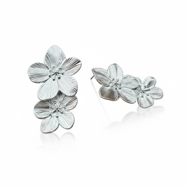 Smukke reringe med 2 hngende blomster - Slv