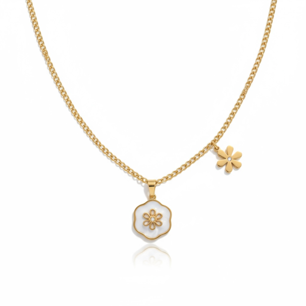 Halskde med smukke blomster 