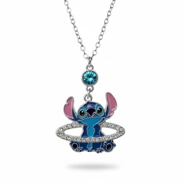 Sd Stitch halskde med glitrende sten - Slv