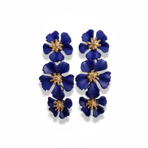 Smukke reringe med 3 hngende blomster - Bl