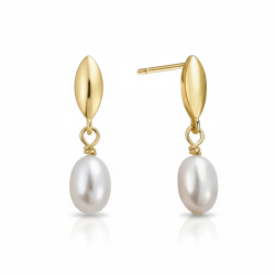 Enkel elegant rering med hvid perle - Forgyldt