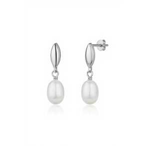 Enkel elegant rering med hvid perle - Slv