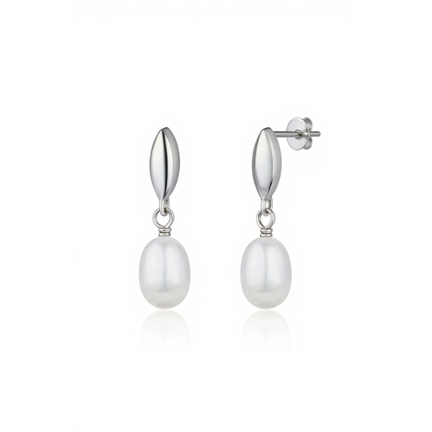 Enkel elegant rering med hvid perle - Slv