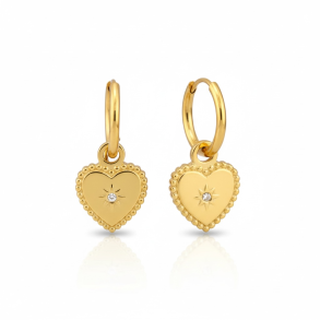 Hjerte reringe med zikonia sten - Forgyldt