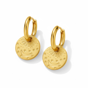 reringe med mne og stjerner - Forgyldt