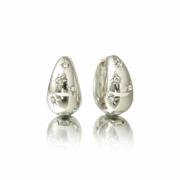 Hoops med zirkonia sten - S�lv