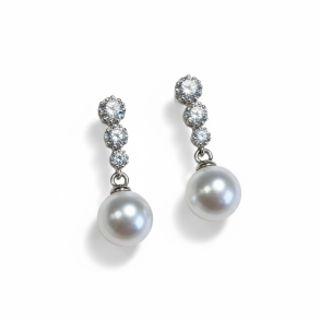 Smukke perle reringe med zirkonia sten - Slv