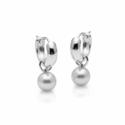 Elegante �reringe med fine hvide perler - S�lv