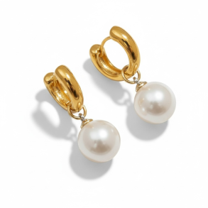 Elegante reringe med fine hvide perler - Forgyldt