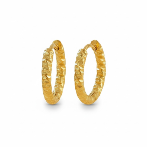 Hoops reringe med hamret detaljer - forgyldt