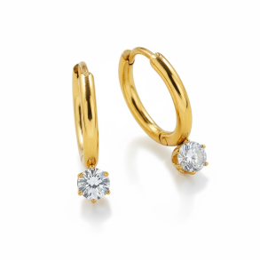 Hoops reringe med rhiensten - Forgyldt