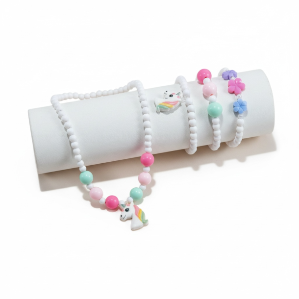 Smykke s�t til b�rn - Hvid med heste.