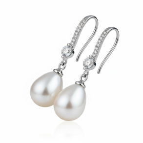 Smukke fine reringe med zirkonia sten og perle - Slv