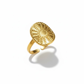 Justerbar ring med sol mnster - Forgyldt