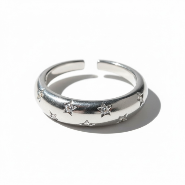 Smuk justerbar ring med zirkonia sten - S�lv