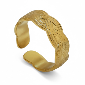 Justerbar ring med mnster - Forgyldt