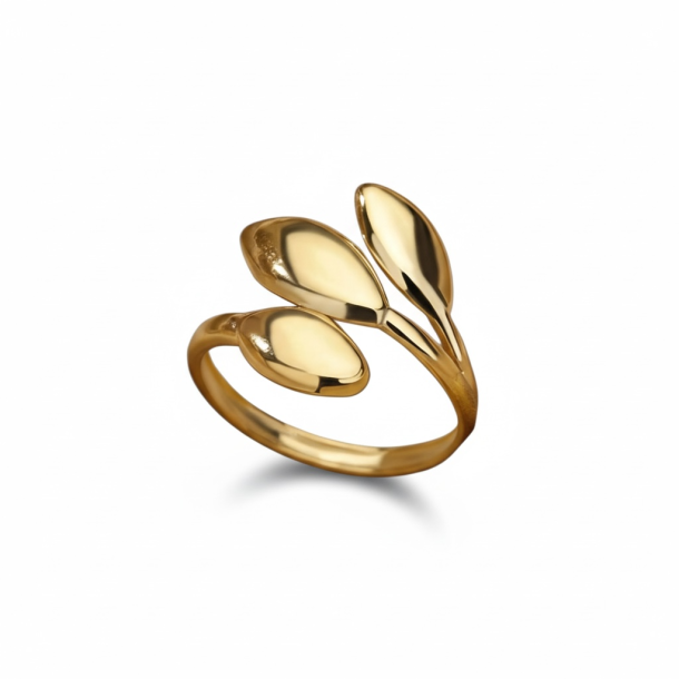 Justerbar ring med blade - Rose Gold