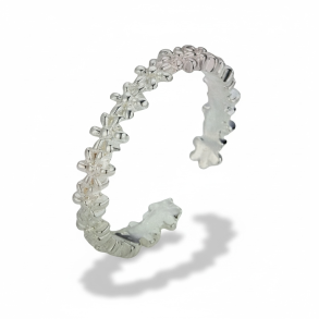 Fin ring med sm mini blomster med rhinesten - Slv