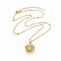 Smuk halsk�de med perle og zirkonia sten