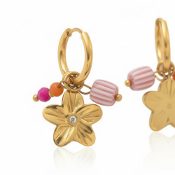 Hoop-reringe med Blomst &amp; Perledetaljer