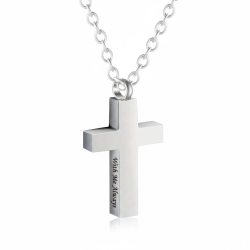 Halsk�de � Kors med Indgravering �With Me Always� - S�lv