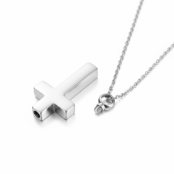 Halsk�de � Kors med Indgravering �With Me Always� - S�lv