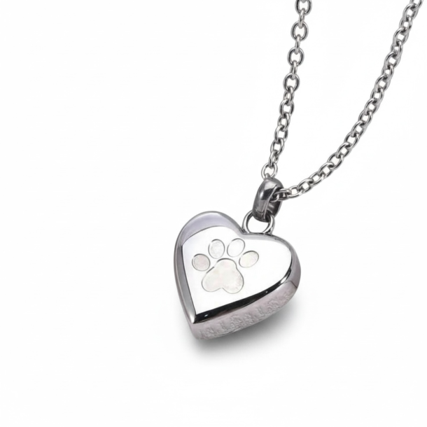 Halskde  Hjerte med Poteaftryk - Slv