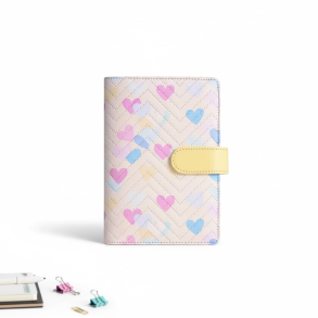 A6 Cash Stuffing Bog  Pastel Beige med Hjerter