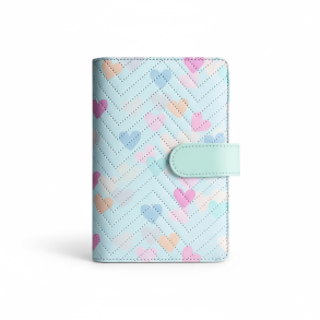 A6 Cash Stuffing Bog  Lysebl med Pastel Hjerter