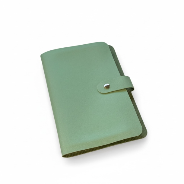 Stor pengebog eller Cash Stuffing bog i kunst lder. 50 stk. plastik sider 