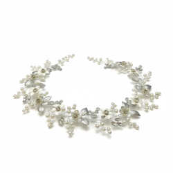 Langt h�r smykke med fine blomster - S�lv