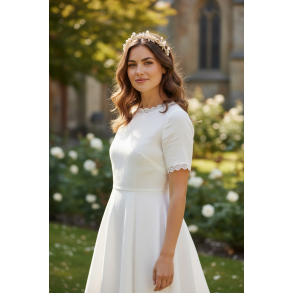 Elegant h�rb�jle med perler og krystaller - Forgyldt