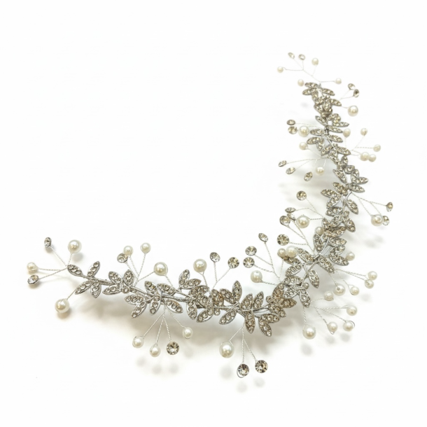 Romantisk h�rsmykke med perler og krystaller