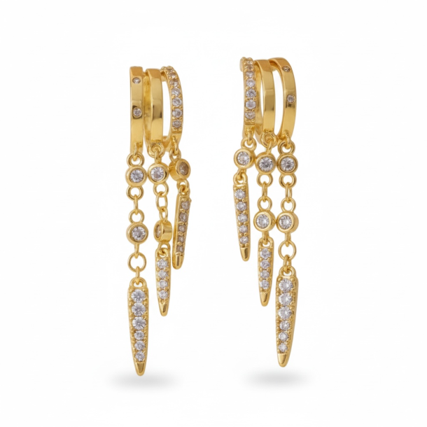 Eksklusive guld hoops med vedh�ng og sten