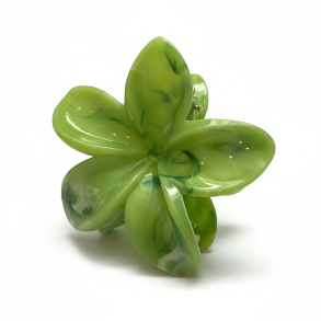 Blomster h�rklemme � stor (limegr�n marmoreret)