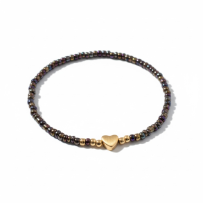 M�rkt elastikarmb�nd med guldfarvet hjerte