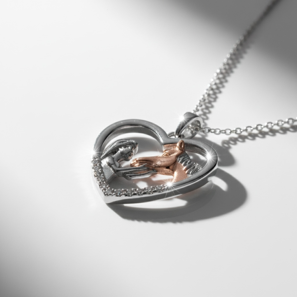 Halsk�de med hest og pige i hjerte