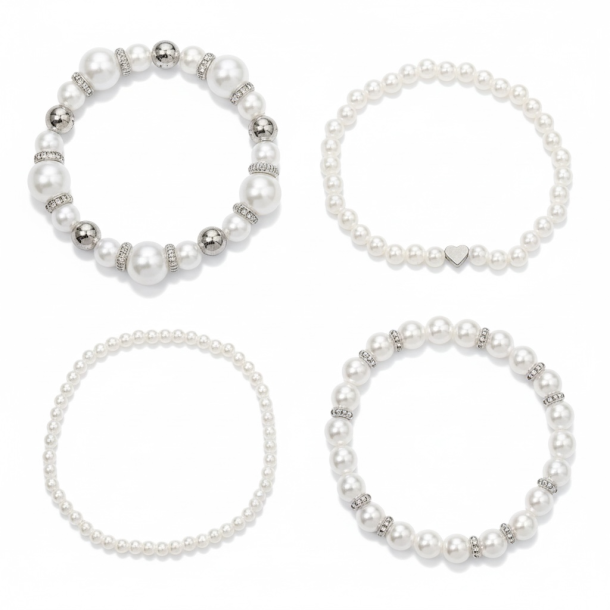 4 smukke armb�nd med flotte detaljer - S�lv