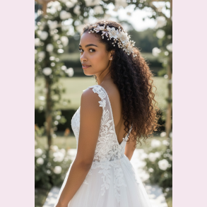 H�rsmykke med blomster, perler og krystaller