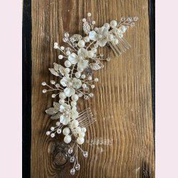 H�rsmykke med blomster, perler og krystaller