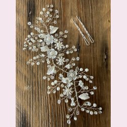 H�rsmykke med perler &amp; krystaller � inkl. h�rn�le