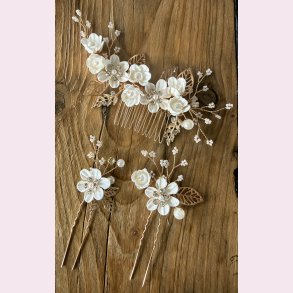 H�rsmykke s�t � blomster & perler (3 stk)
