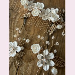 H�rsmykke s�t � blomster &amp; perler (3 stk)