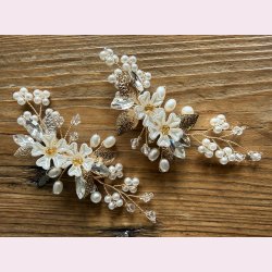 H�rsmykke med blomster, perler og krystaller
